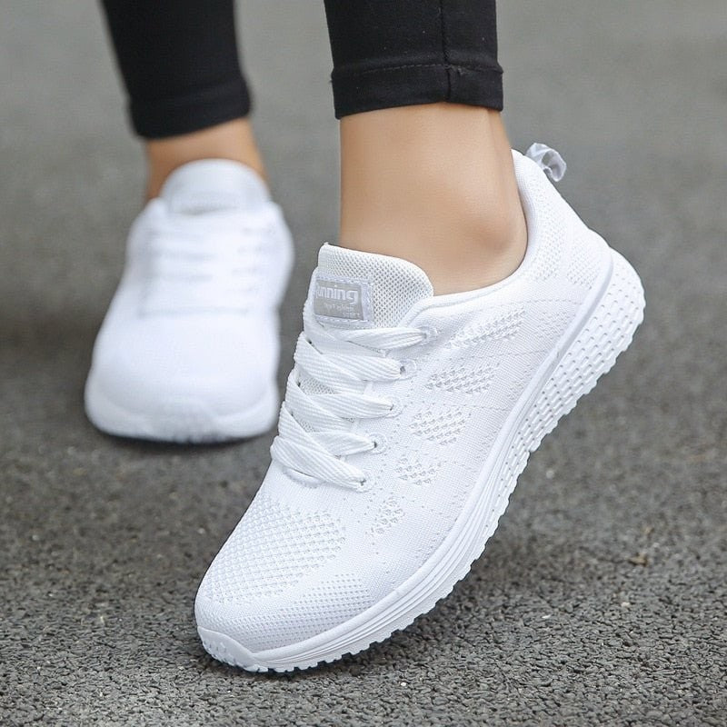 Outdoor Sports Shoes – Breathable Cushioned Grip Sneakers - White