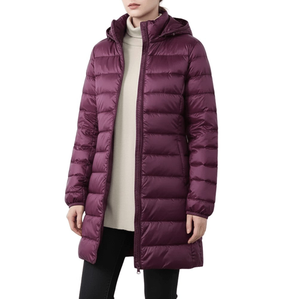 Packable Down Coat – Lightweight Detachable-Hood Longline