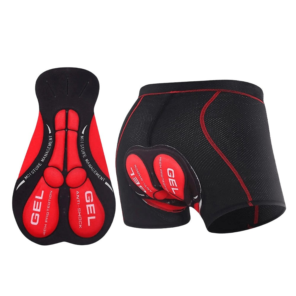 Padded Cycling Undershorts – Gel-Cushioned Breathable Base - Red
