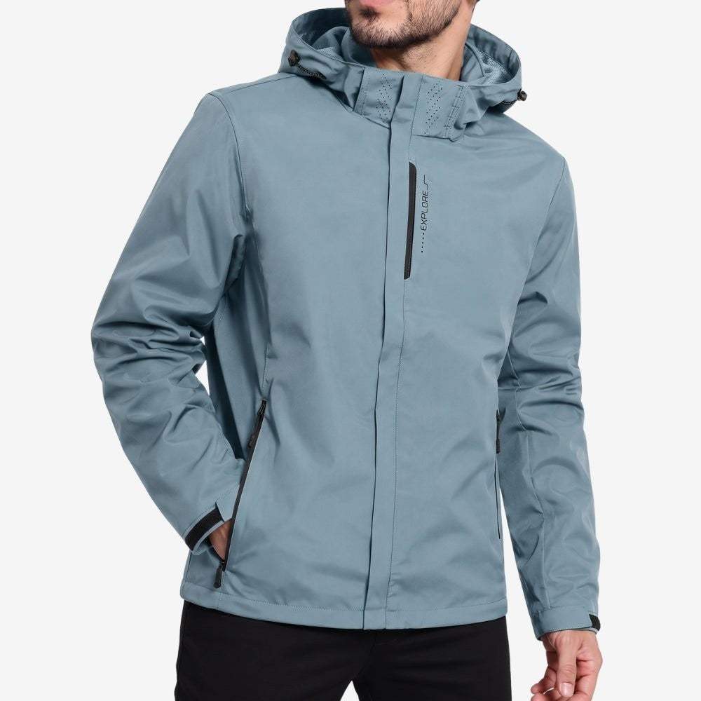 Rain Jacket – Unisex Lightweight Waterproof Windproof Shell - Light Blue