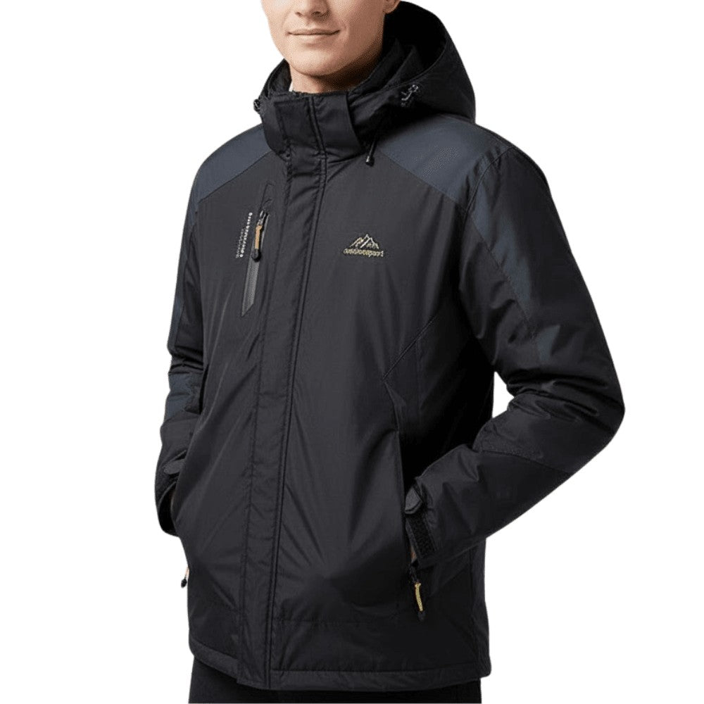Rain Jacket – Waterproof Insulated Hooded Shell - Black