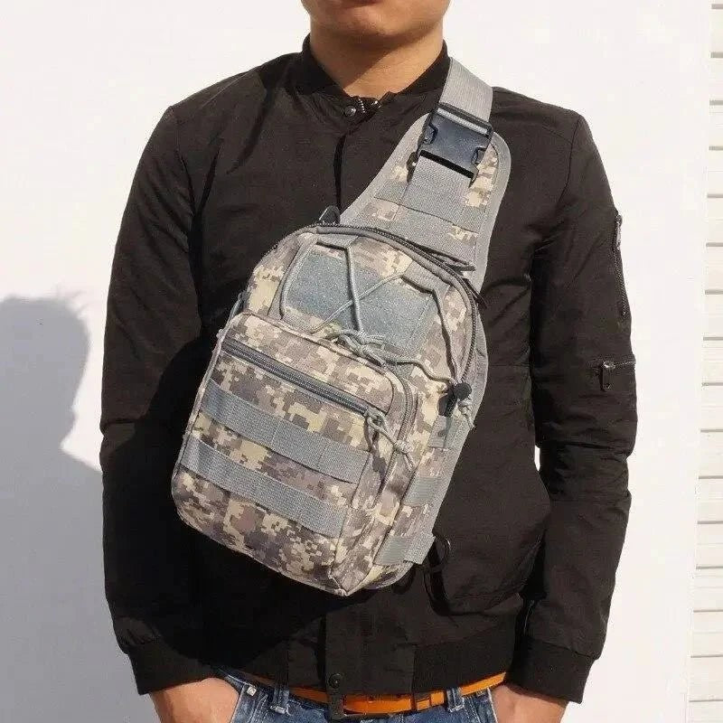 Shoulder Bag 10L – Durable 1000D Adjustable Sling - Grey Camouflage