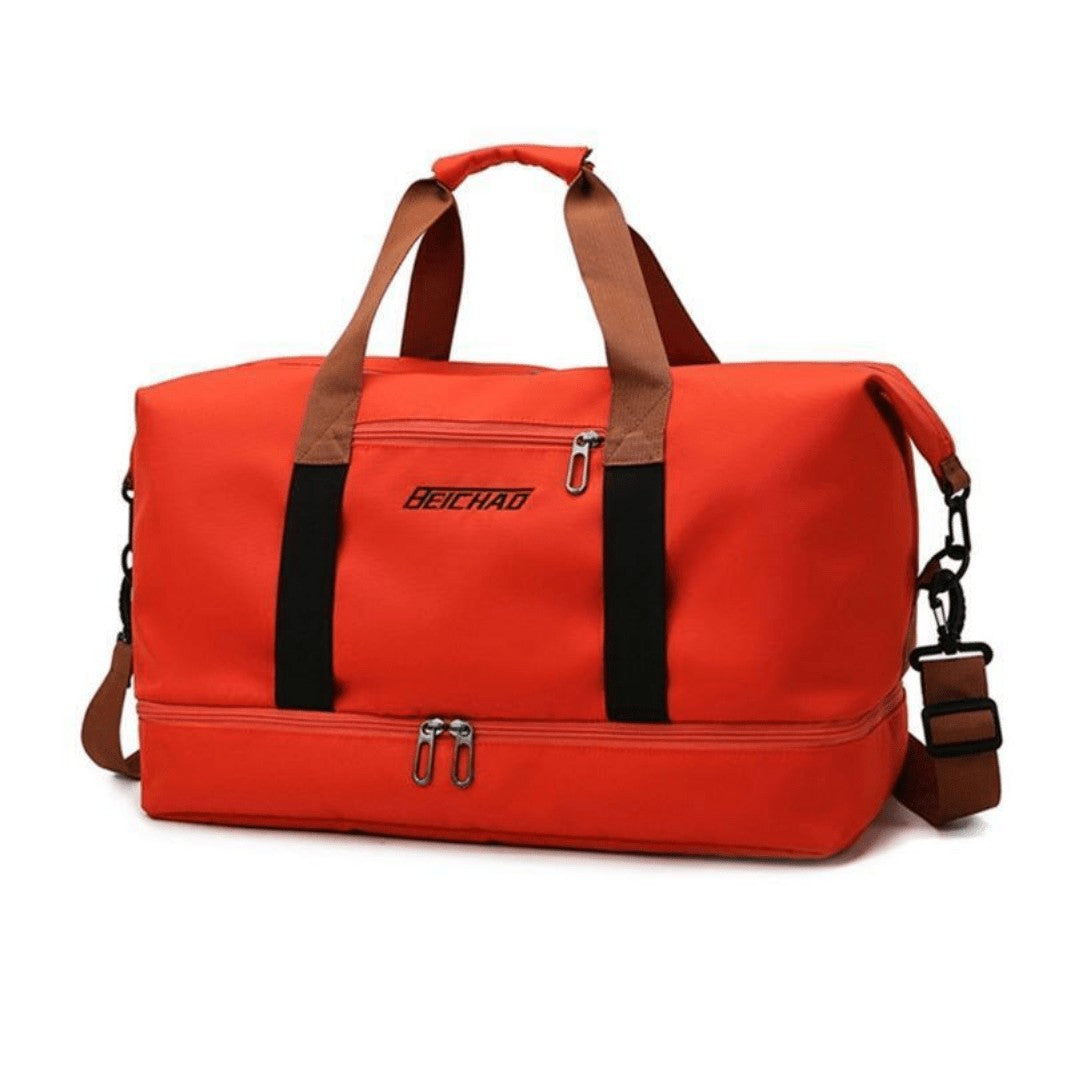 Sports Travel Bag – Water-Resistant 600D Shoe Compartment - Red