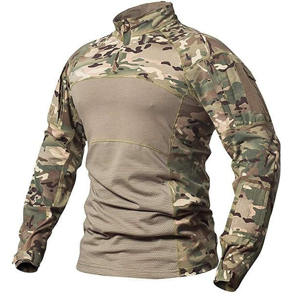 Tactical Combat Shirt – Moisture-Wicking Quarter-Zip Base Layer - Camouflage