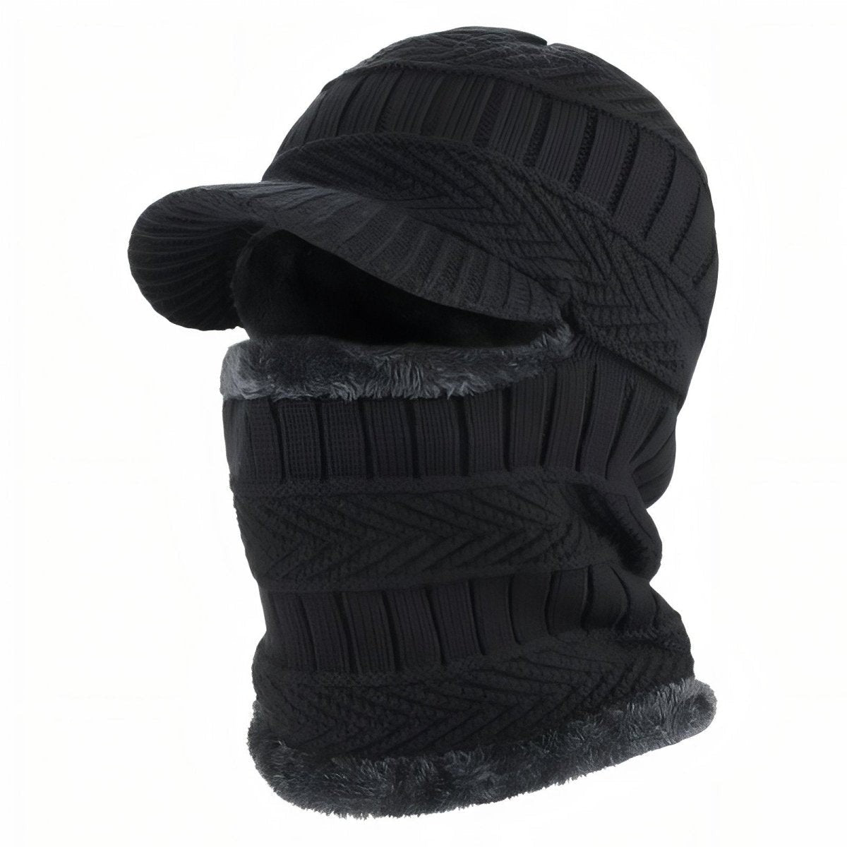 Thermal Balaclava – Fur-Lined Full-Coverage Visor Hood - Black