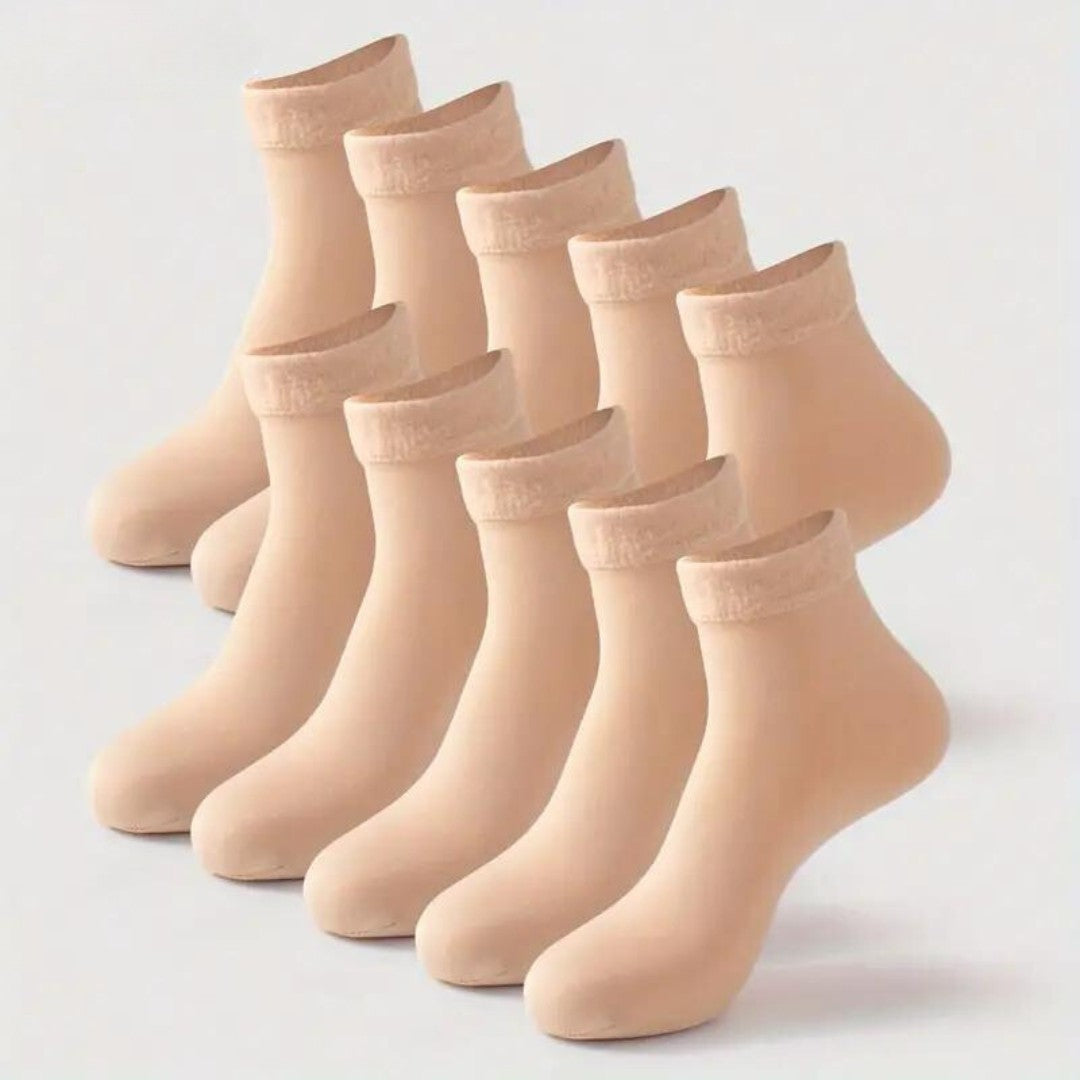 Thermal Winter Socks Multipack – Thick Warm Insulated Crew Socks - Beige 10 Pairs