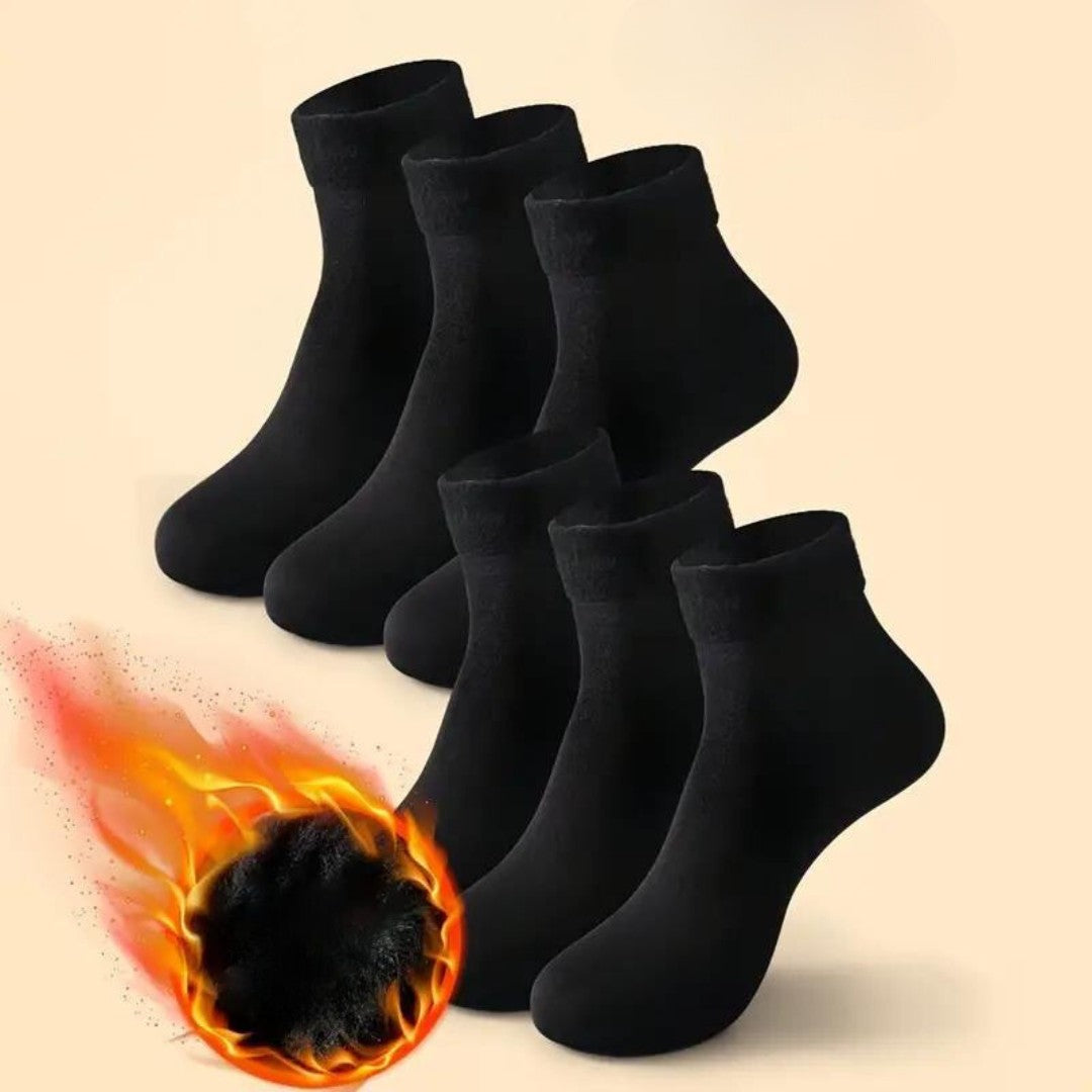 Thermal Winter Socks Multipack – Thick Warm Insulated Crew Socks - Black 6 Pairs