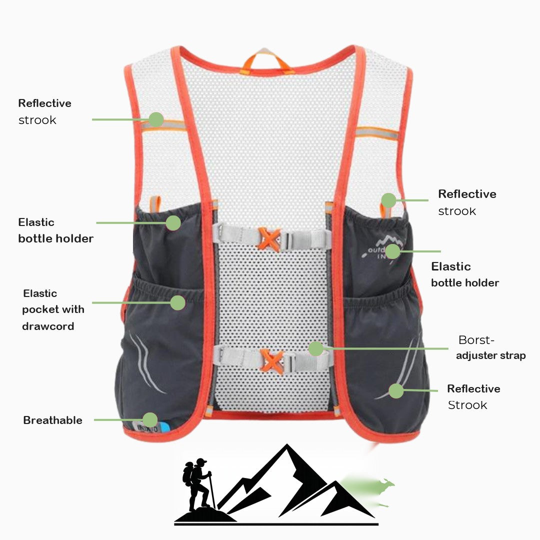 Trail Running Vest – Hydration Pack with 2 Soft Flasks
