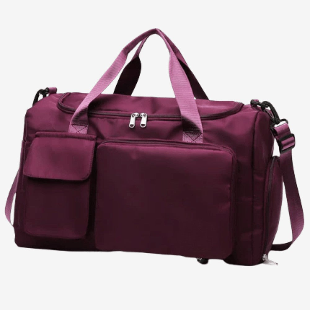 Travel Duffel Bag – Large-Capacity Shoe Compartment - Burgundy