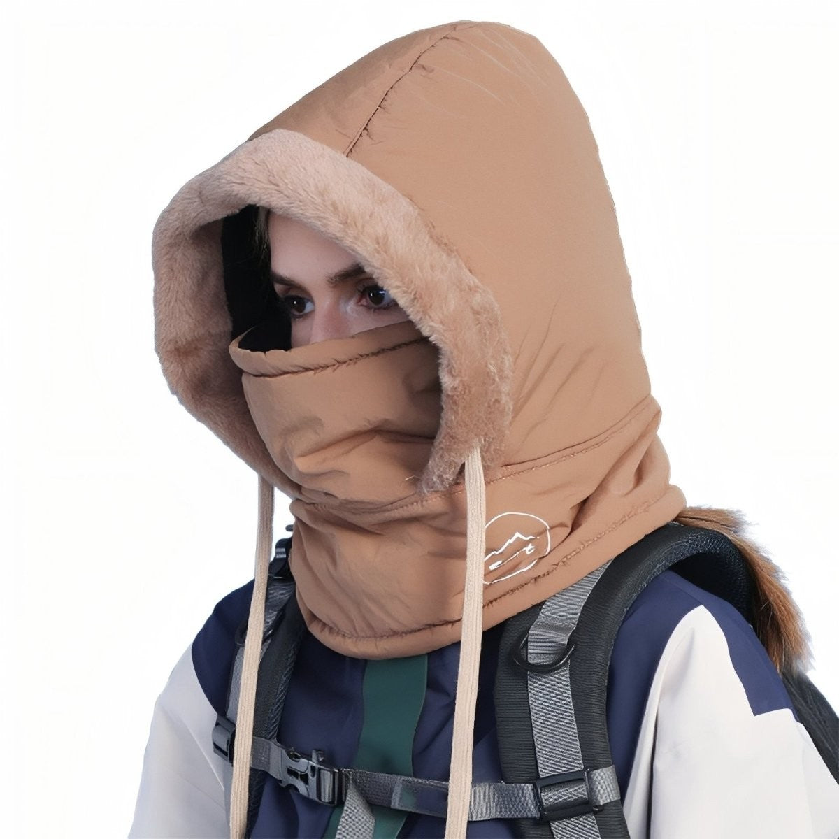 Water-Resistant Winter Balaclava – Faux-Fur Quilted Thermal Hood - Brown