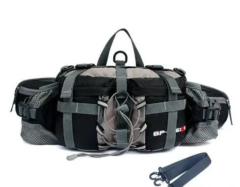 Waterproof Hiking Waist Bag – 5L Hip Pack with Wide Support - Black
