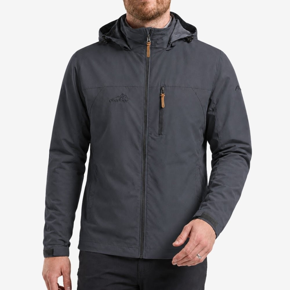 Waterproof Jacket – Lightweight Nylon-Shell Rain Layer - Grey