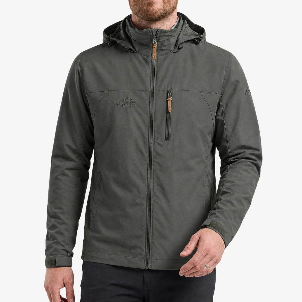 Waterproof Jacket – Lightweight Nylon-Shell Rain Layer - Olive Green