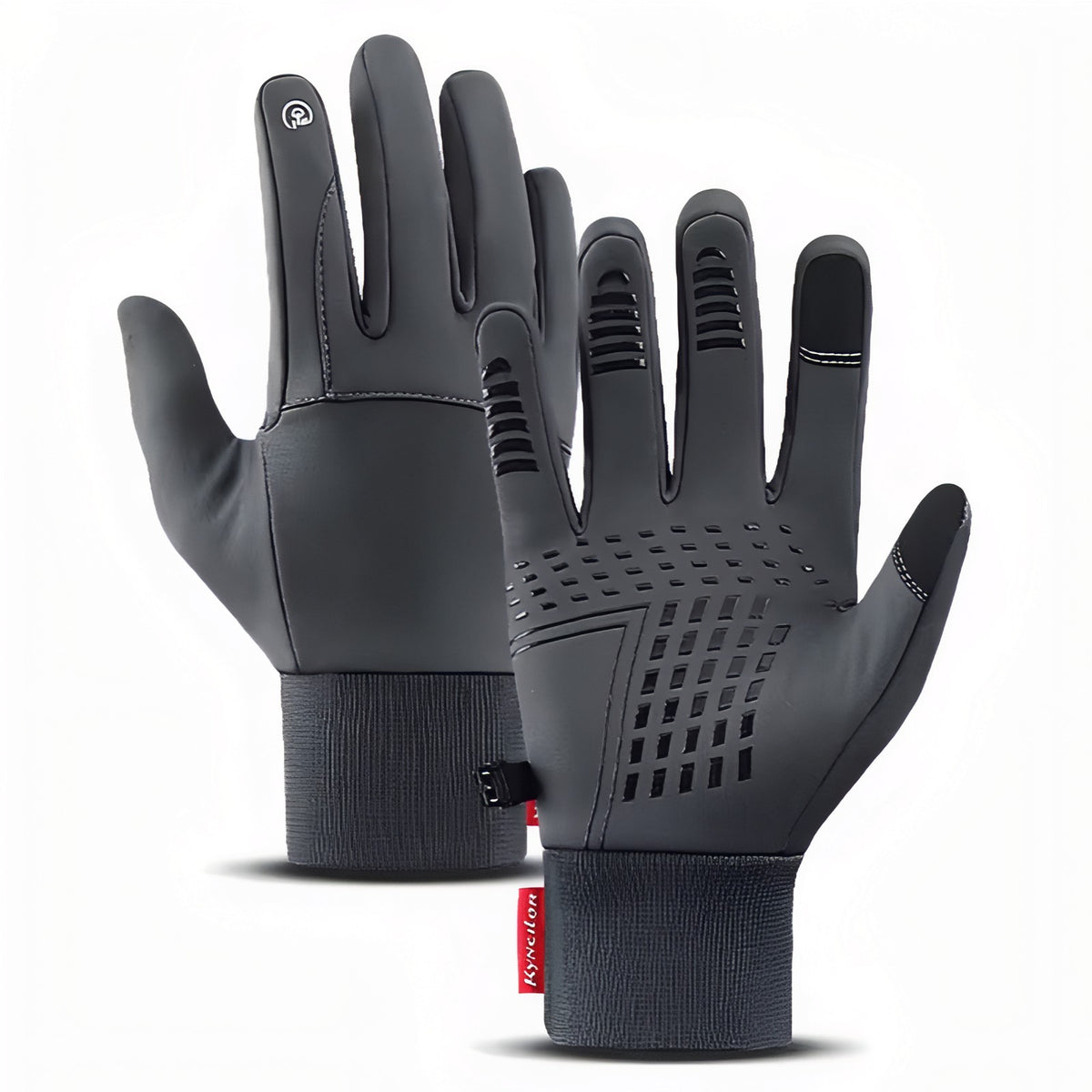 Waterproof Touchscreen Hiking Gloves – Warm Winter Trail Gloves - Black and Gray