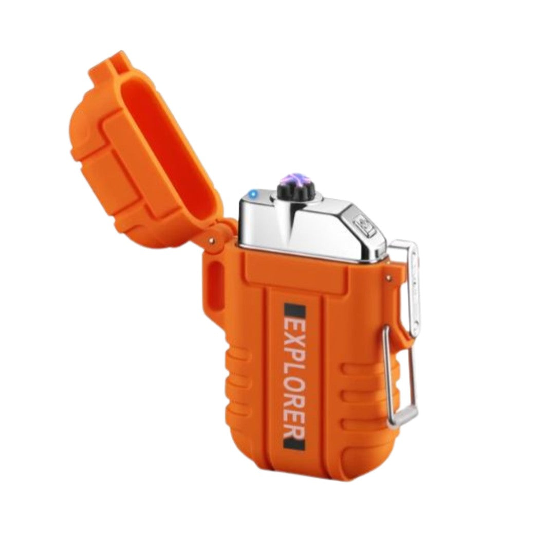 Windproof Electric Lighter – Waterproof Rechargeable Arc Lighter - Orange 1