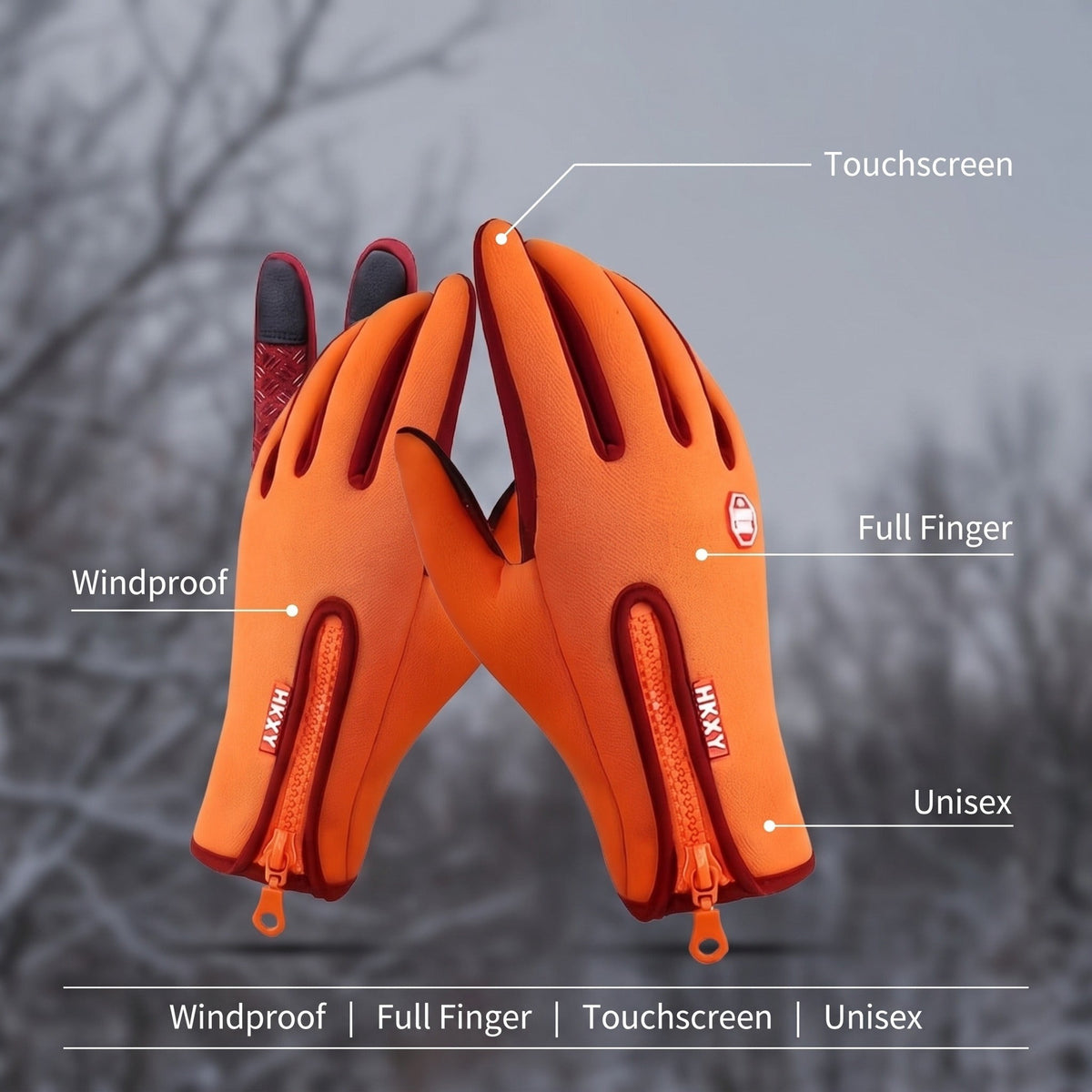 Windproof Touchscreen Gloves – Full-Finger Outdoor Winter Gloves