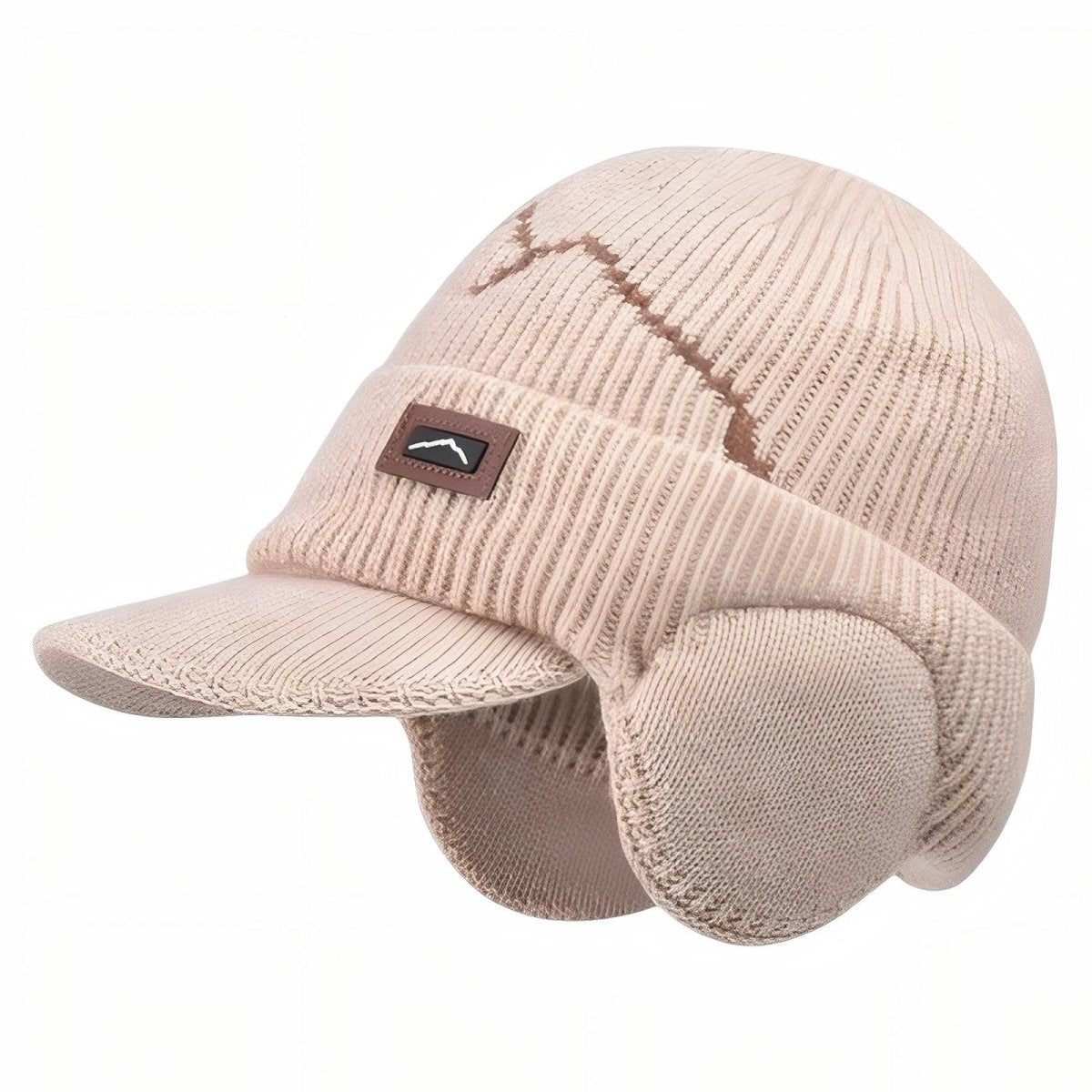 Winter Hat – Fleece-Lined Ear-Flap Visor Beanie - Light Beige