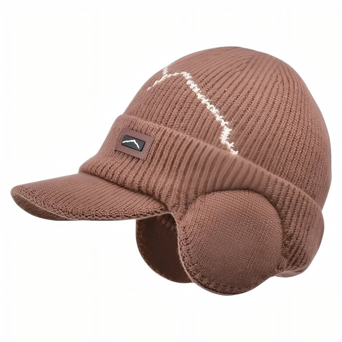 Winter Hat – Fleece-Lined Ear-Flap Visor Beanie - Light Brown