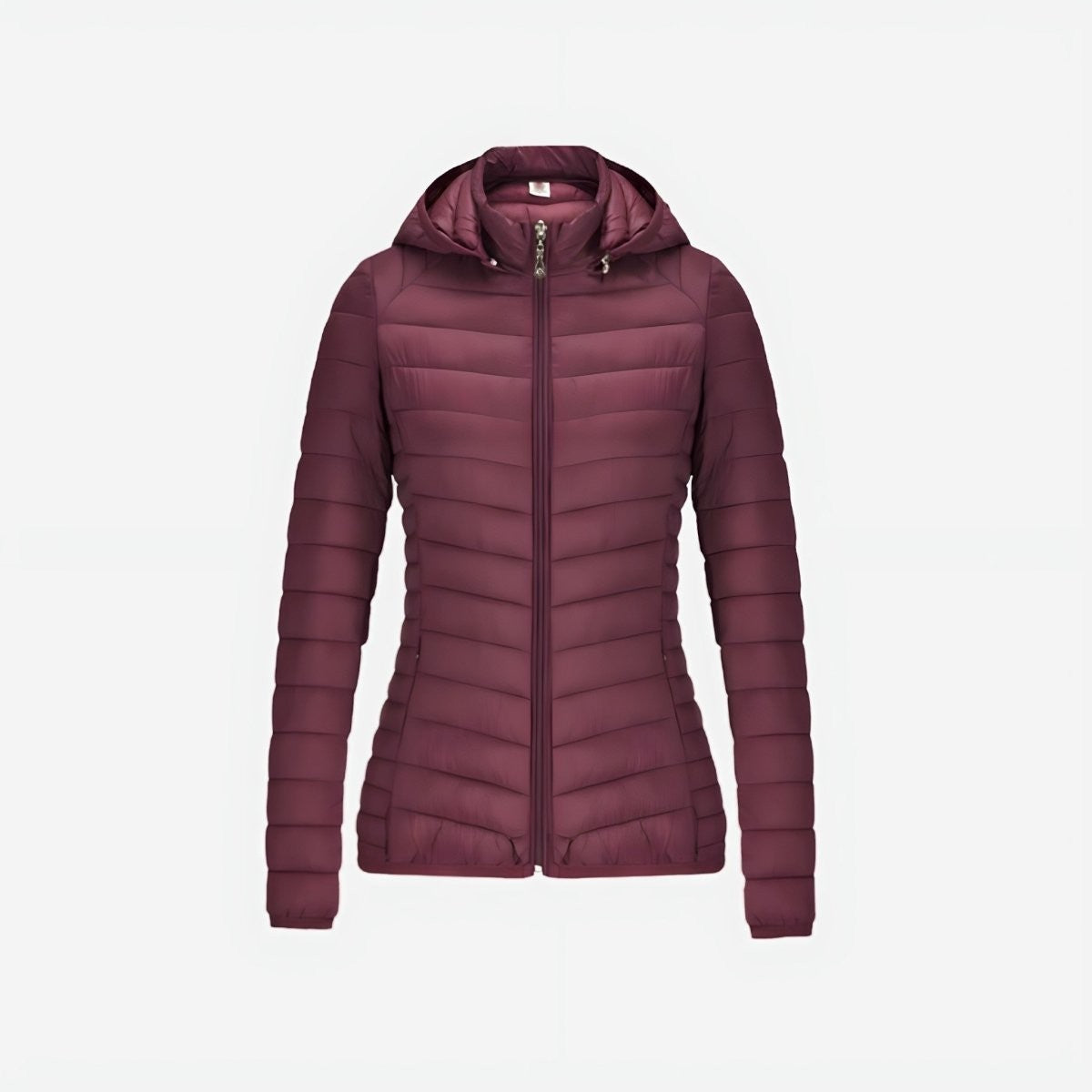 Women's Down Jacket – Lightweight Insulated Packable Layer - Burgundy