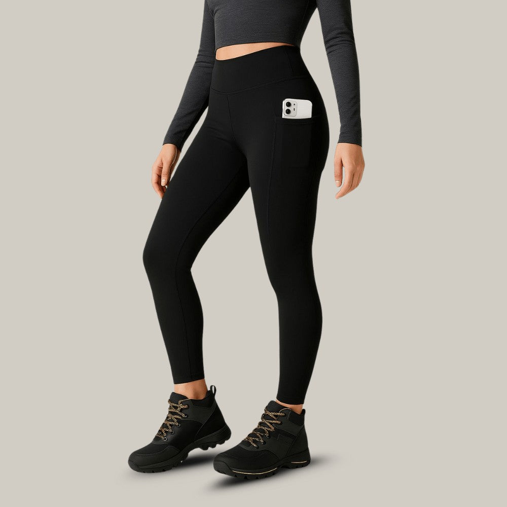 Women's Hiking Leggings – High-Waist Stretch Breathable - Black