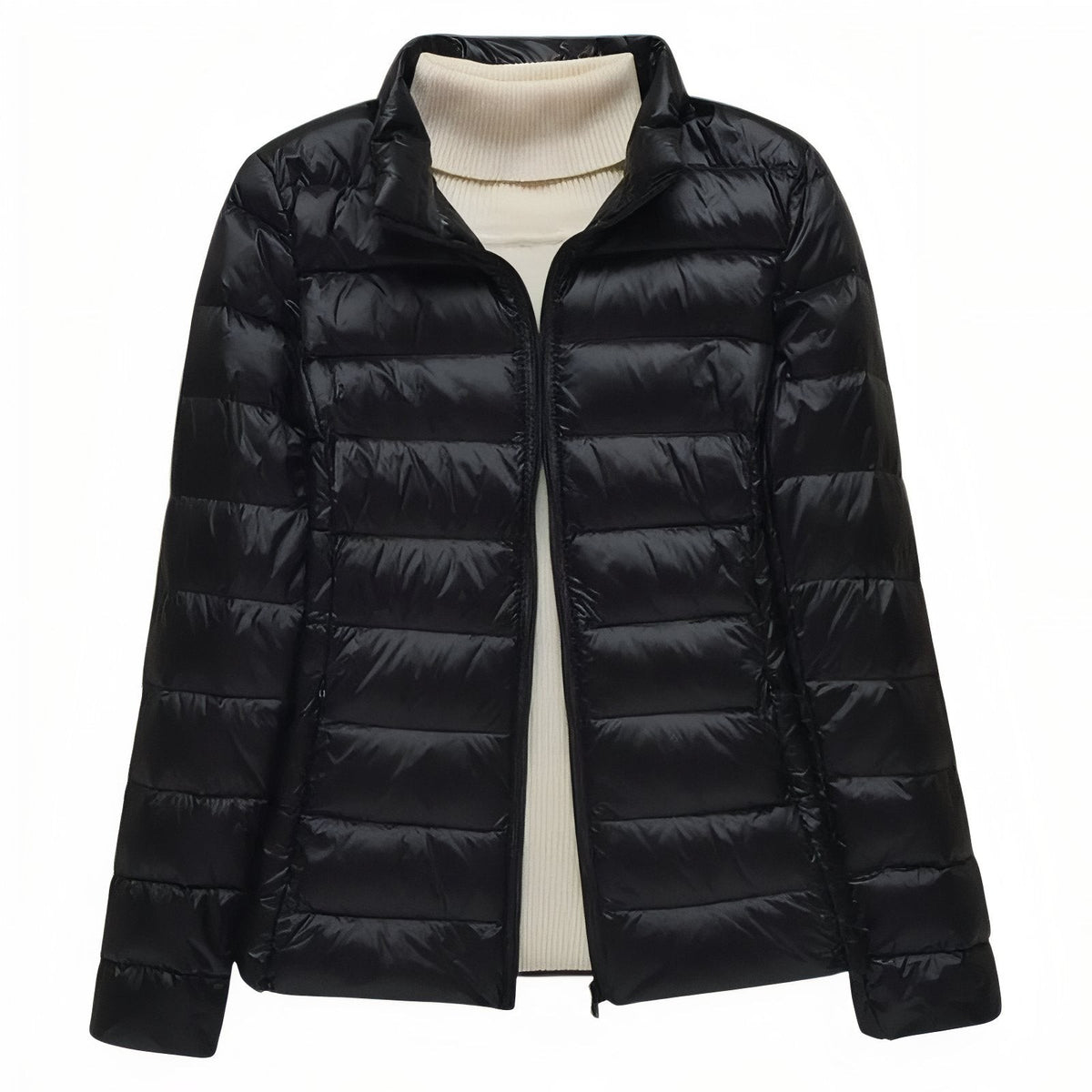 Women's Packable Down Hiking Jacket – Lightweight Hooded Layer - Black (Hoodless)