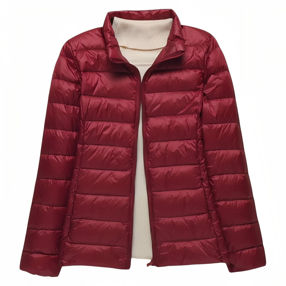 Women's Packable Down Hiking Jacket – Lightweight Hooded Layer - Burgundy (Hoodless)
