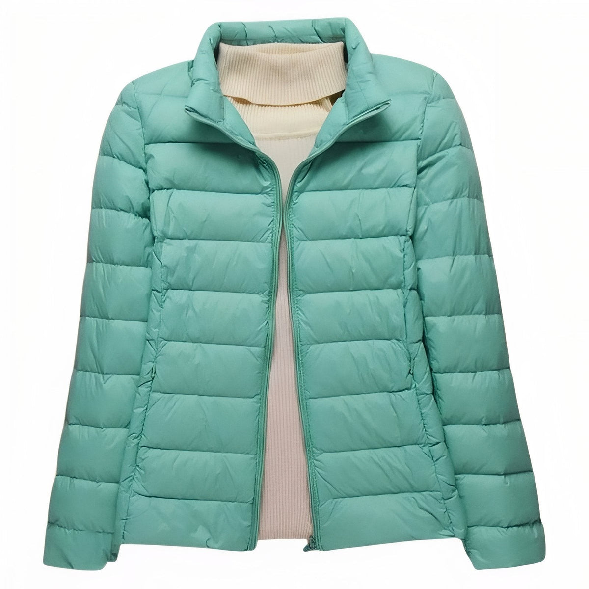 Women's Packable Down Hiking Jacket – Lightweight Hooded Layer - Mint Green (Hoodless)