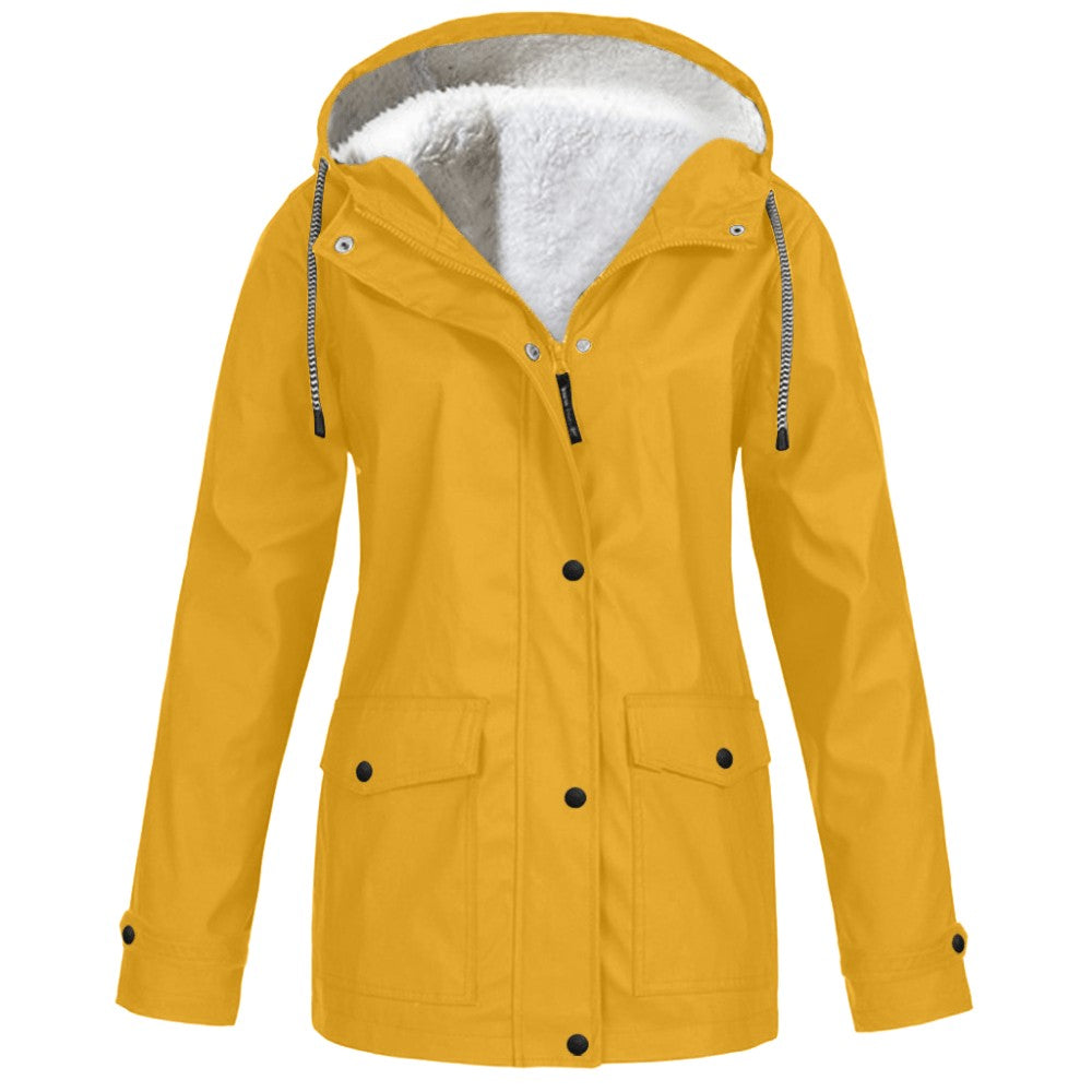 Women's Rain Jacket – Waterproof Windproof Storm-Flap Hooded
