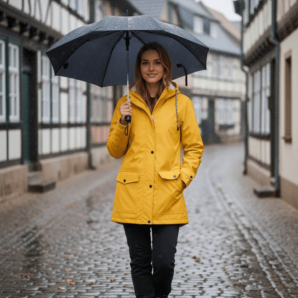 Women's Rain Jacket – Waterproof Windproof Storm-Flap Hooded