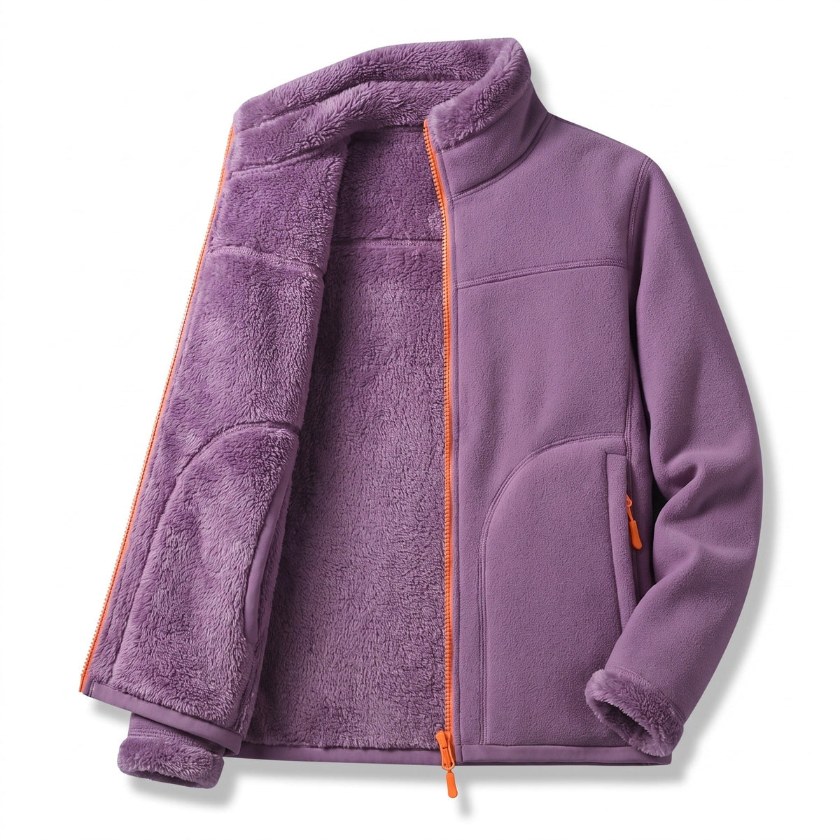 Women's Reversible Winter Coat – Thickened Fluffy Warm Jacket - Purple