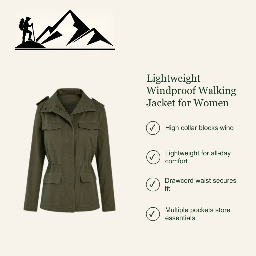 Women's Walking Jacket – Windproof Adjustable-Waist Layer