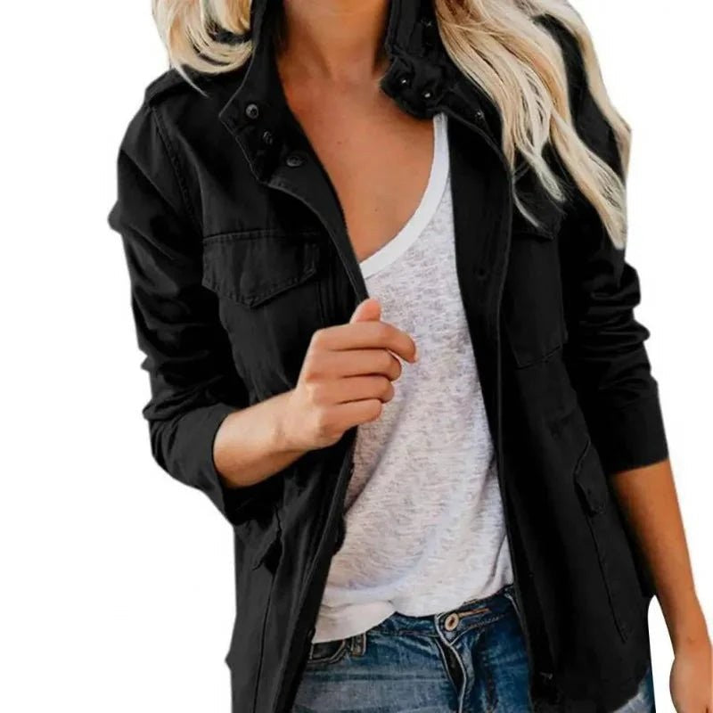 Women's Walking Jacket – Windproof Adjustable-Waist Layer - Black