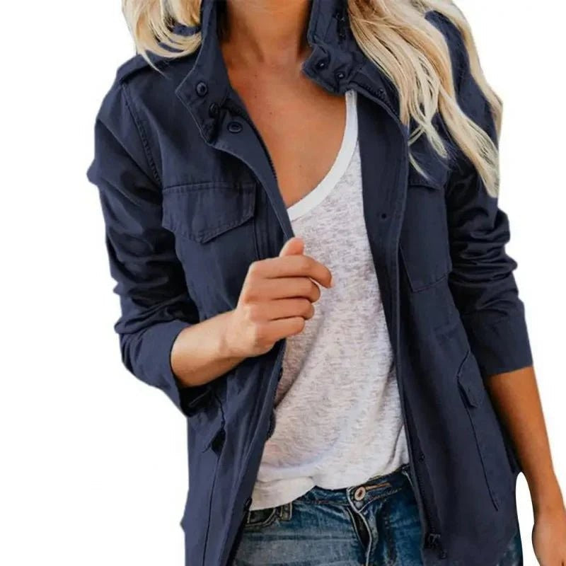 Women's Walking Jacket – Windproof Adjustable-Waist Layer - Blue
