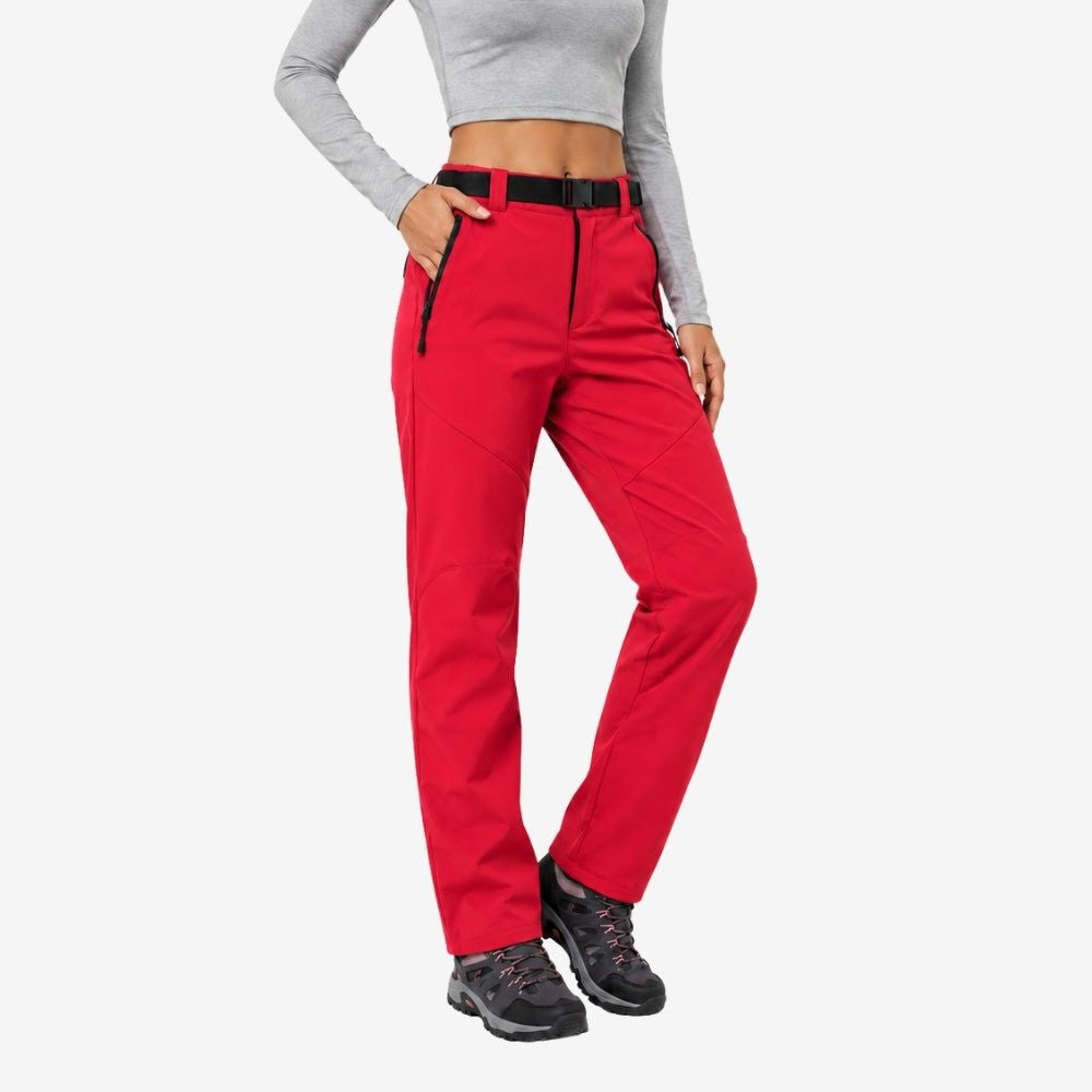 Women's Waterproof Hiking Pants – Insulated Fleece-Lined - Red