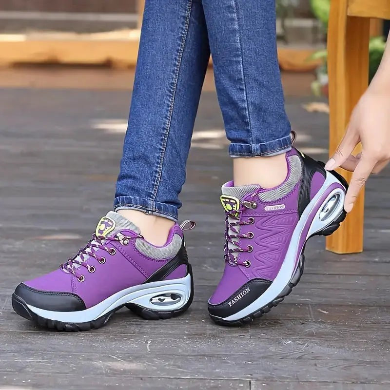 Women's Waterproof Hiking Shoes – Wide Toe Box, Arch Support - Purple