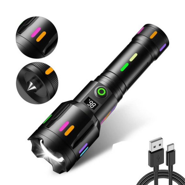 Rechargeable LED Tactical Torch High-Lumen Weather-Resistant