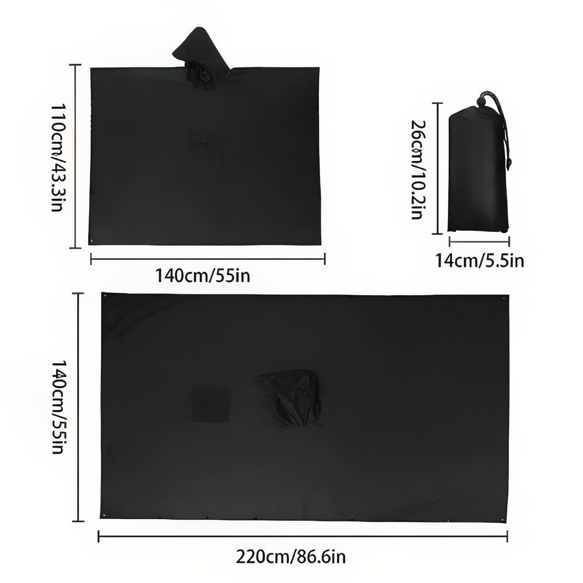 3-in-1 Waterproof Rain Poncho – Packable Hiking Shelter Tarp