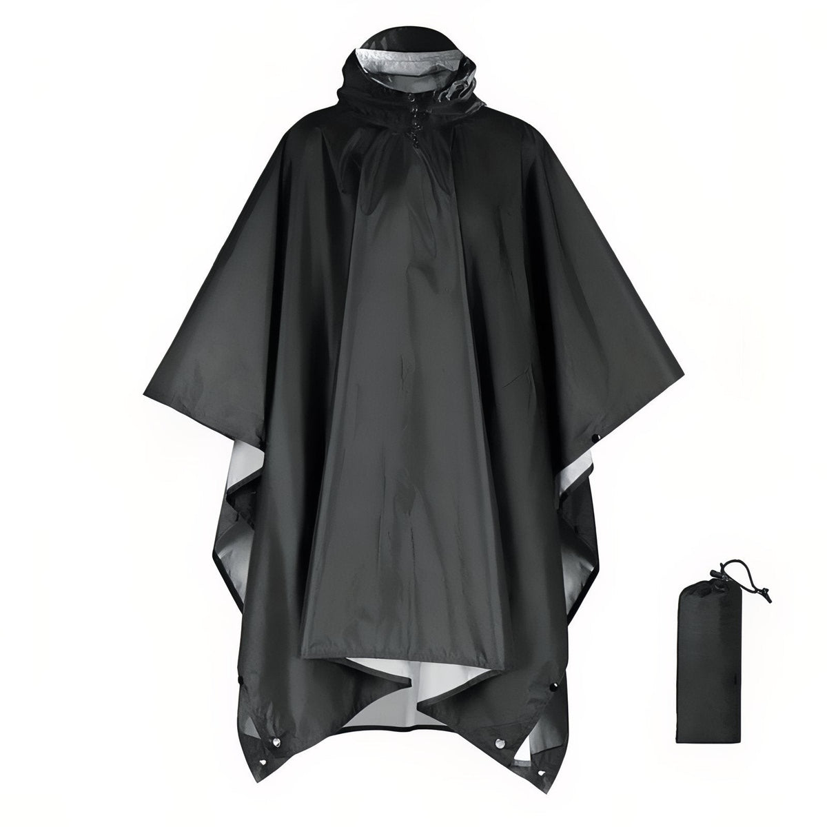 3-in-1 Waterproof Rain Poncho – Packable Hiking Shelter Tarp - Black