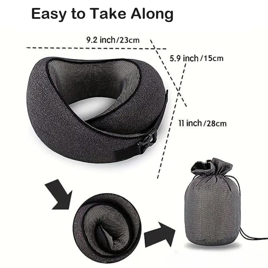 360° Travel Neck Pillow – Memory Foam Airplane Support Pillow