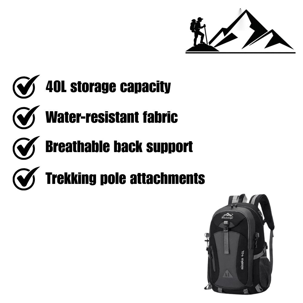 40L Hiking Backpack – Water-Resistant Trekking Pack