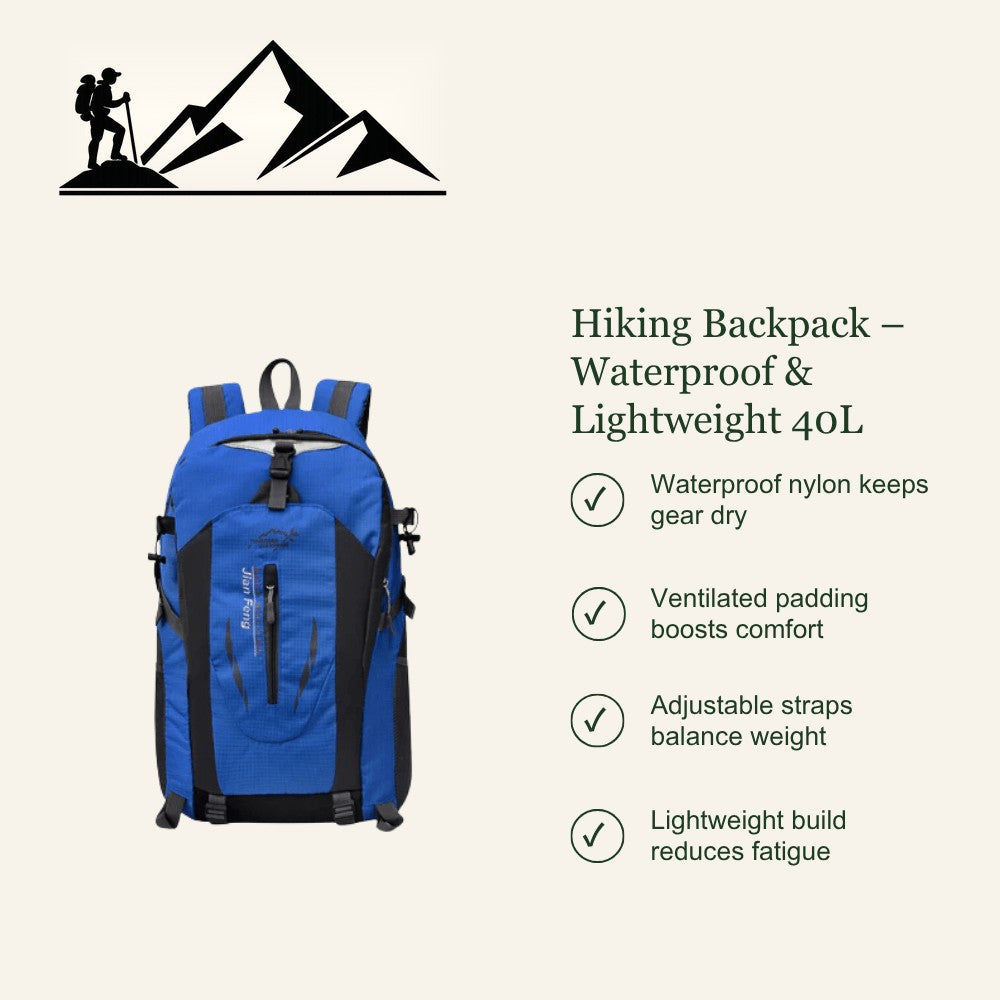 40L Hiking Backpack – Waterproof Ventilated Trekking Pack