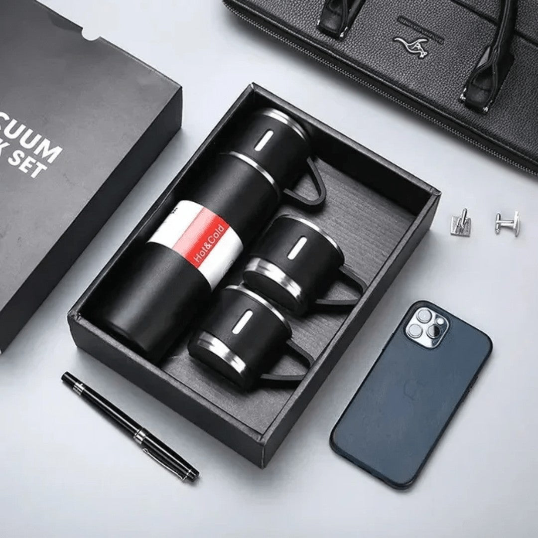 500ml Vacuum Flask – Insulated Stainless Steel + 2 Cups