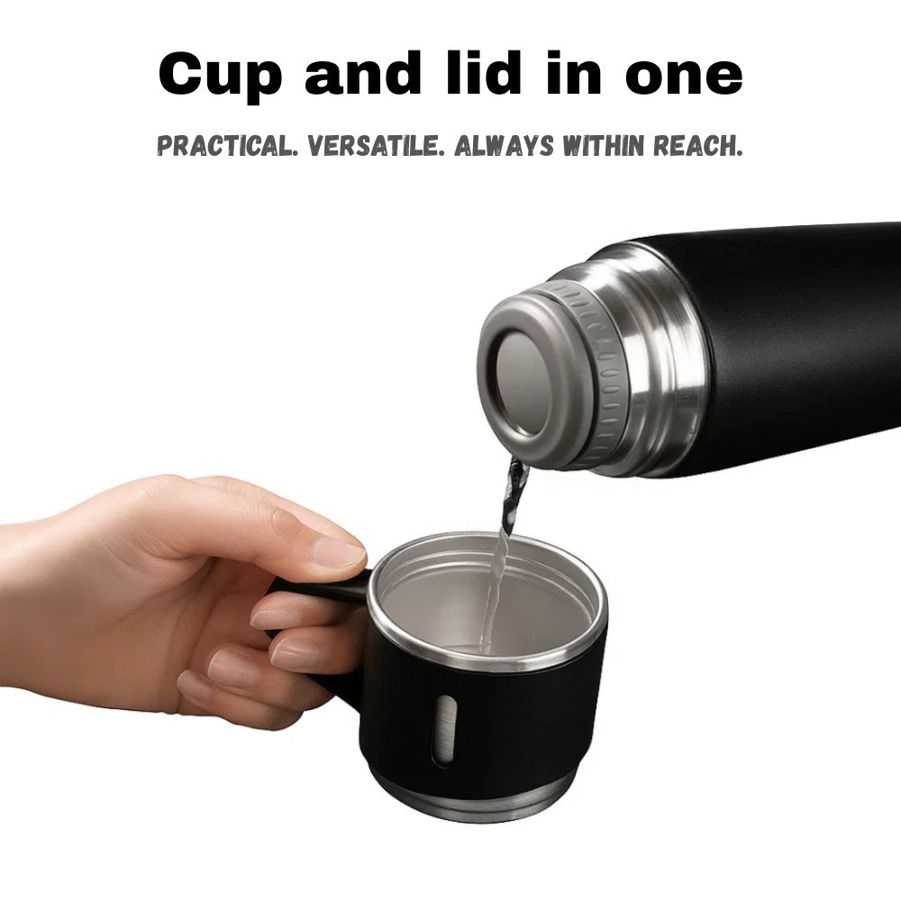 500ml Vacuum Flask – Insulated Stainless Steel + 2 Cups