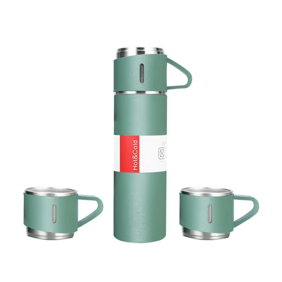 500ml Vacuum Flask – Insulated Stainless Steel + 2 Cups - Mint Green