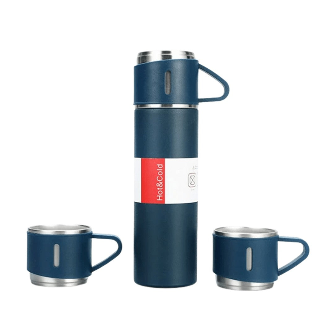 500ml Vacuum Flask – Insulated Stainless Steel + 2 Cups - Turquoise