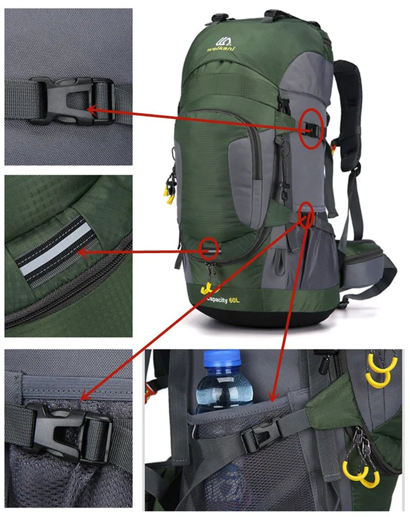 60L Backpack – Waterproof Hiking Trekking Travel Pack