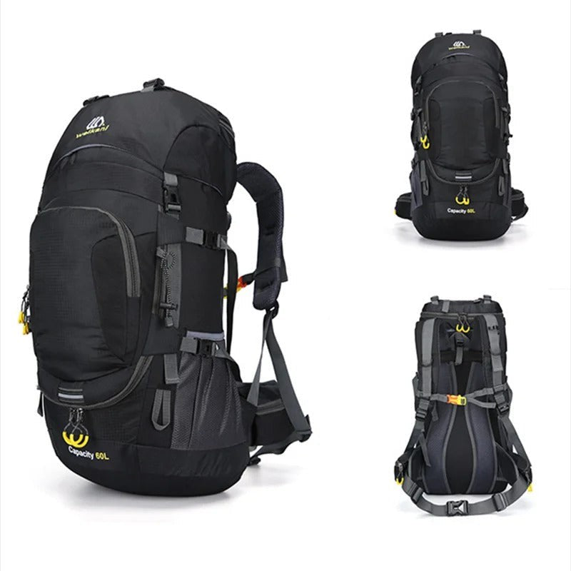 60L Backpack – Waterproof Hiking Trekking Travel Pack - Black