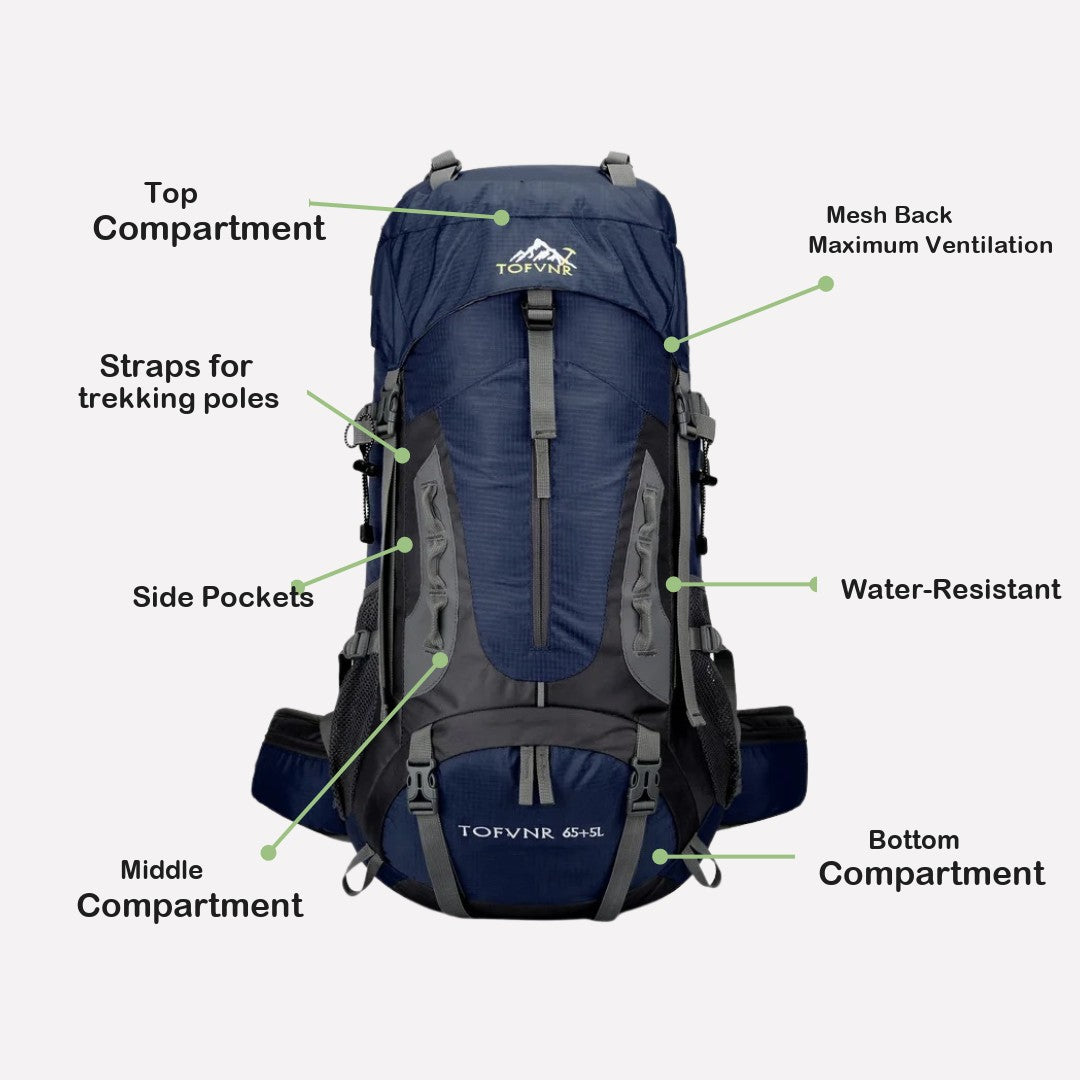 60L Waterproof Backpack – Large Hiking & Trekking Pack