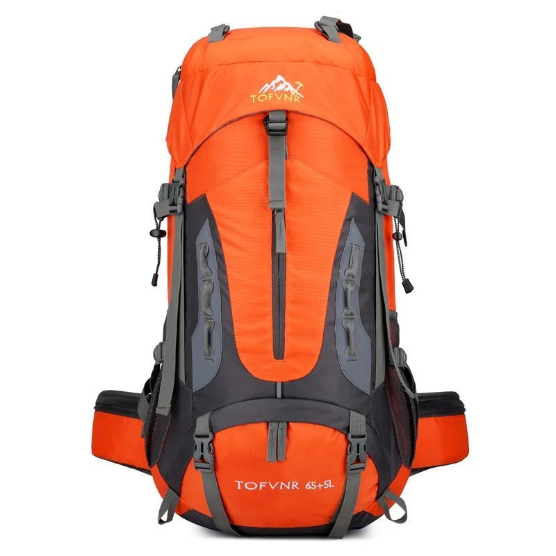 60L Waterproof Backpack – Large Hiking & Trekking Pack - Orange