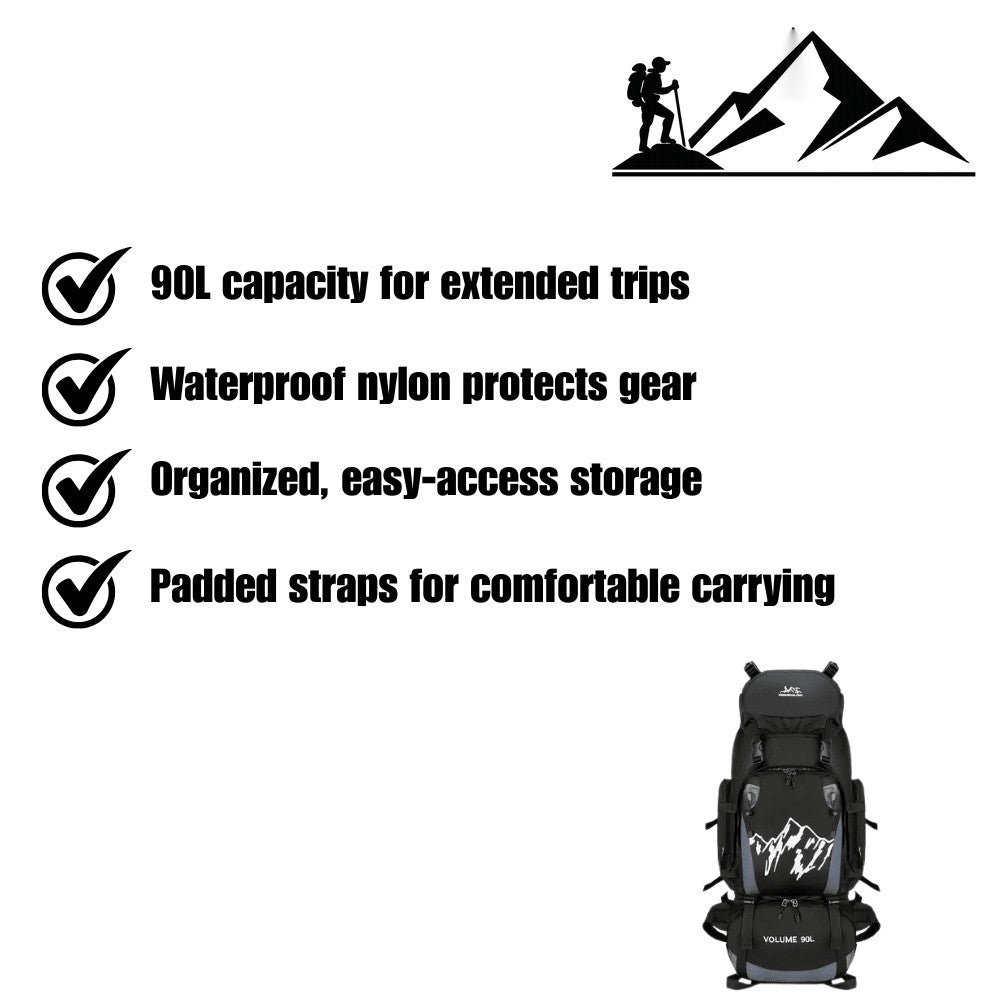 90L Hiking Backpack – Waterproof Large-Capacity Travel Pack